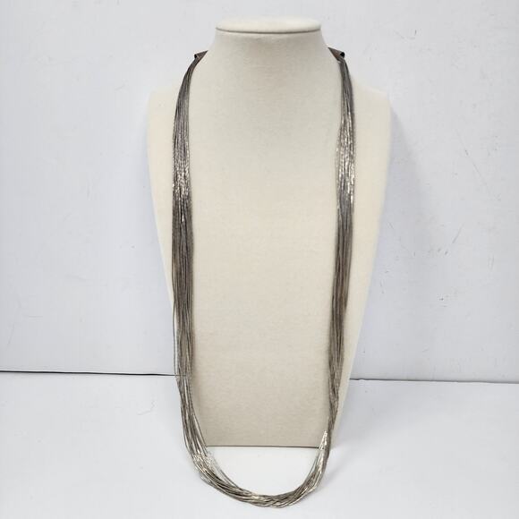 Sterling Silver Vintage Tube Beaded Layered Retro Necklace - Picture 1 of 7